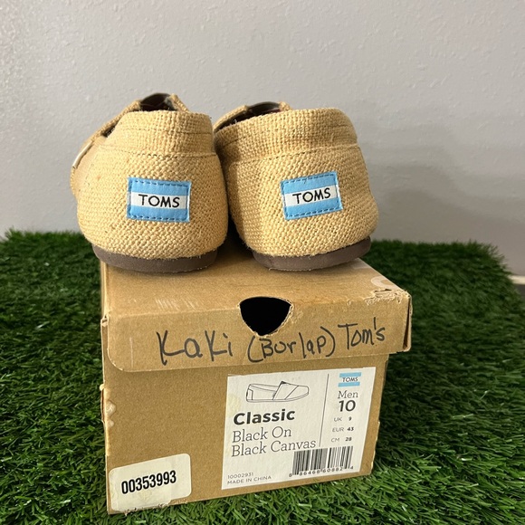 TOMS Men's khaki burlap Slip-On Loafers 10 - Picture 6 of 6